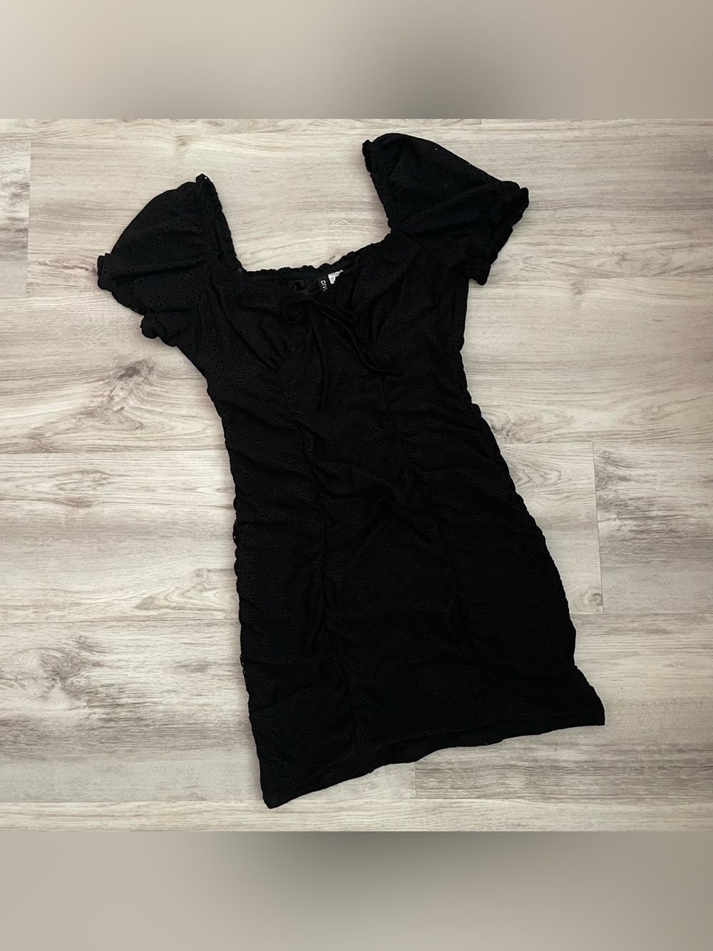 H&M DIVIDED LBD Eyelet Ruched Bodycon Minidress NWOT